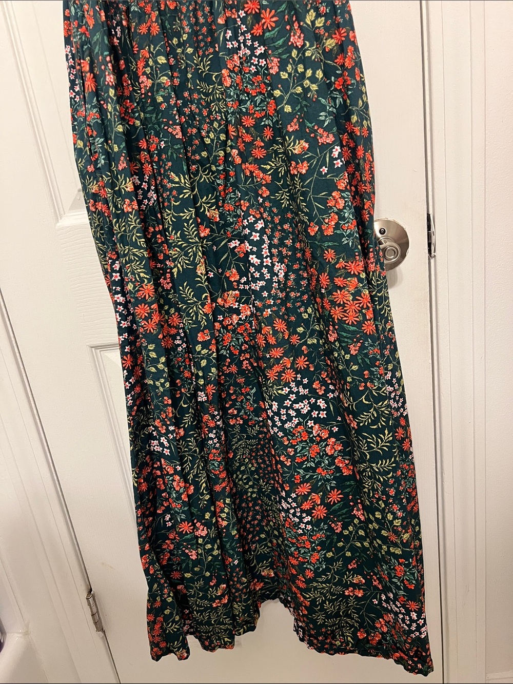 LOFT Forest Green Floral Smocked Maxi Dress - Picture 5 of 6
